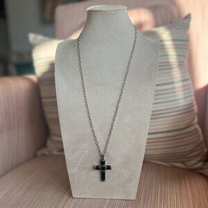 Beautiful Black and Silver 925 Cross Necklace